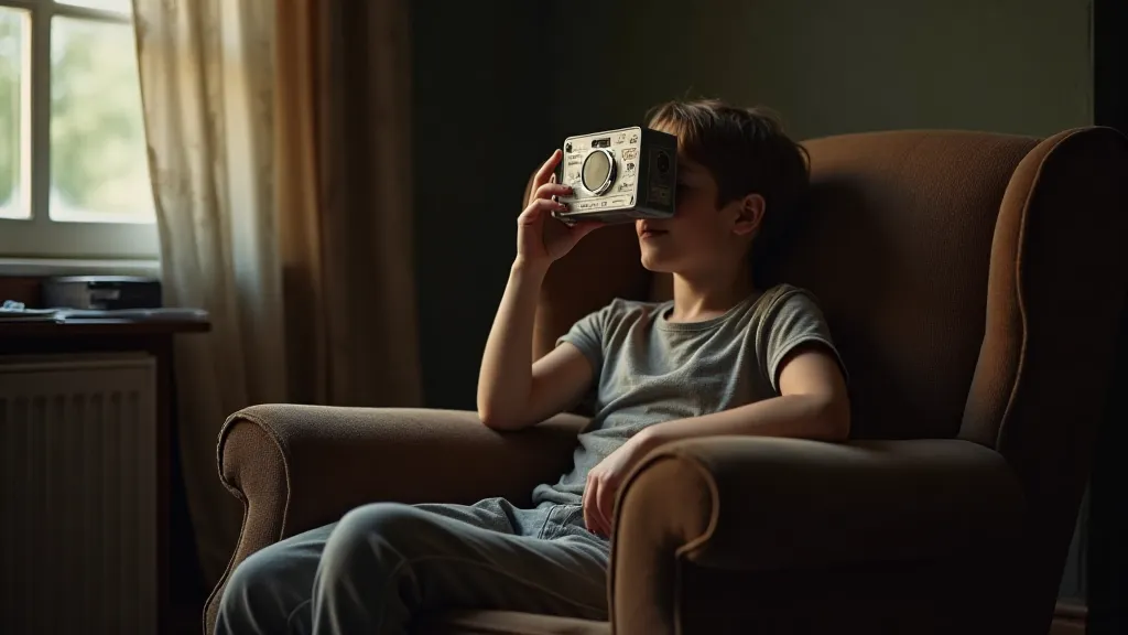 Boy using a vintage View-Master