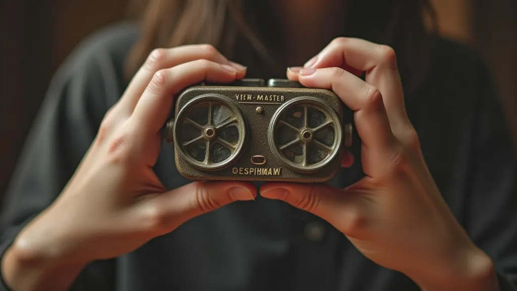 Hands holding a View-Master viewer.