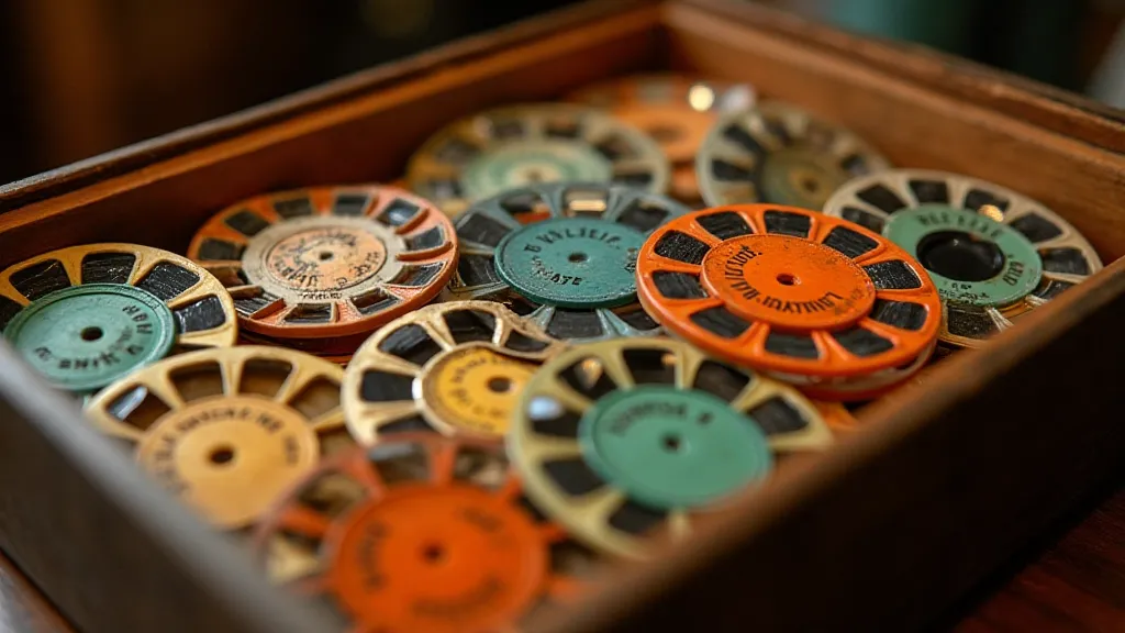 Collection of vintage View-Master reels.