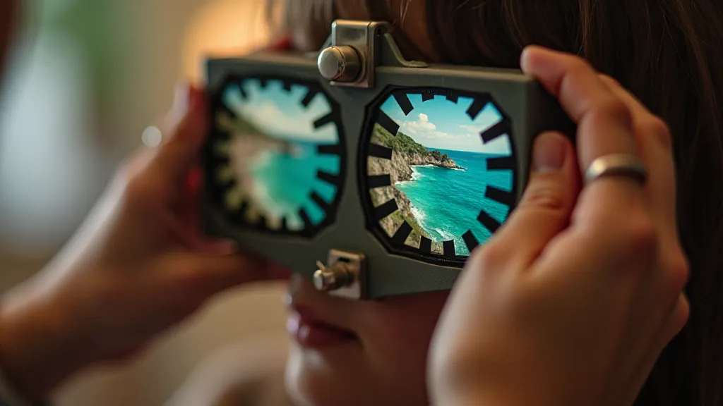 Hands turning a View-Master lever