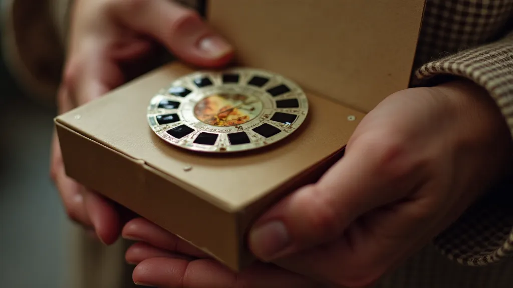 Hands Turning a Vintage View-Master Reel