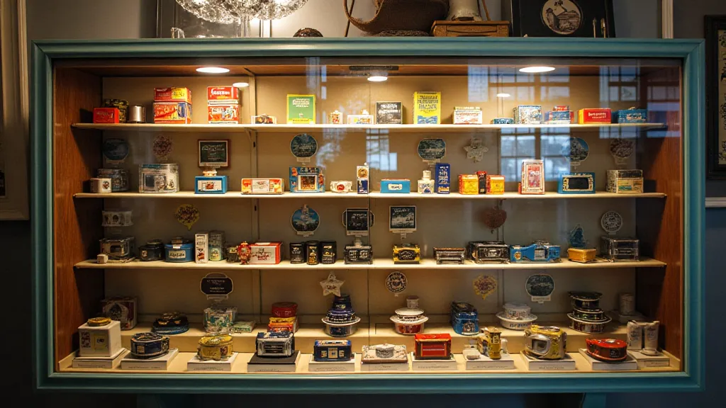 Display case of vintage View-Master reels